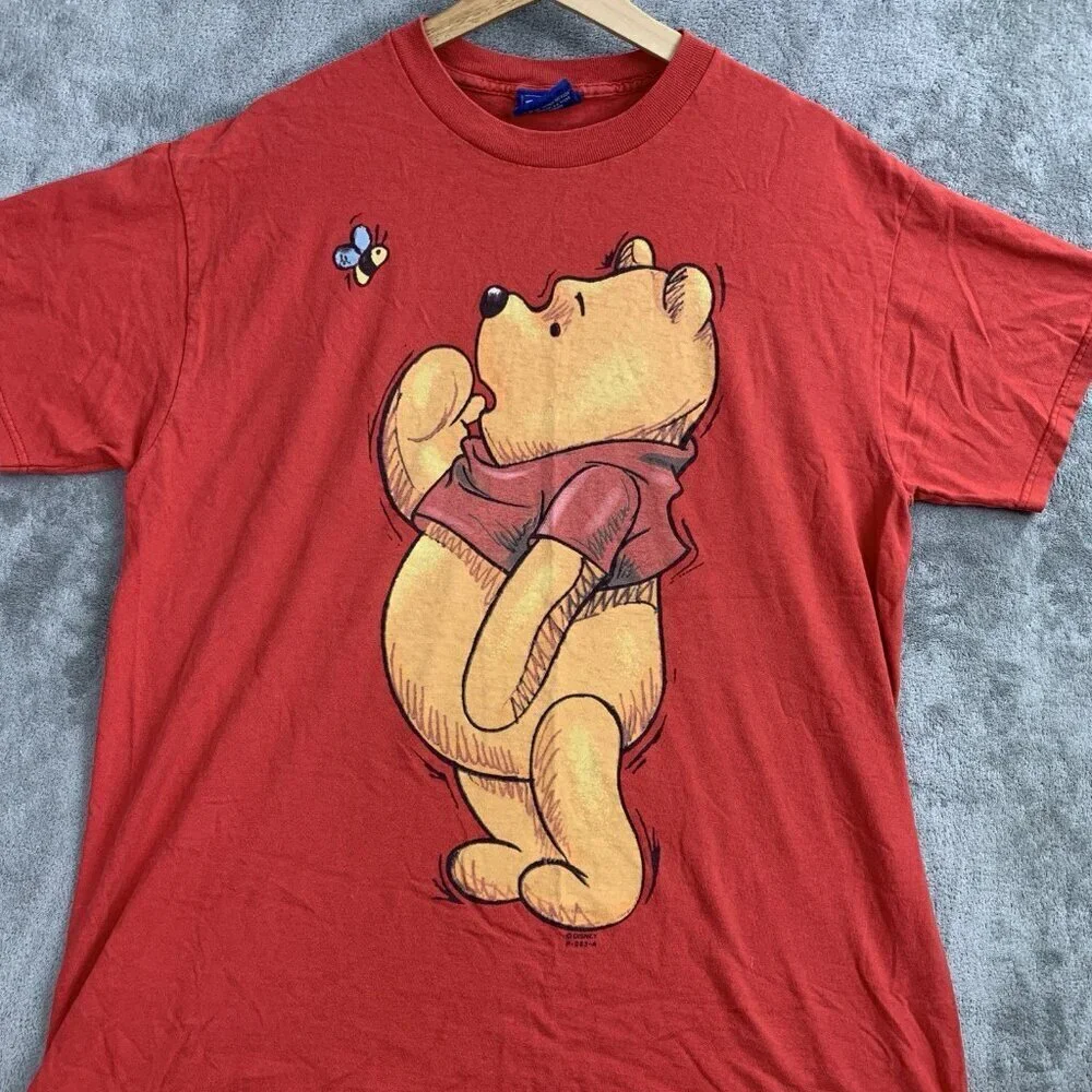 Vintage Disney Shirt Mens Medium Winnie The Pooh Red Jerry Leigh Tee Bee Cartoon - Picture 4 of 10